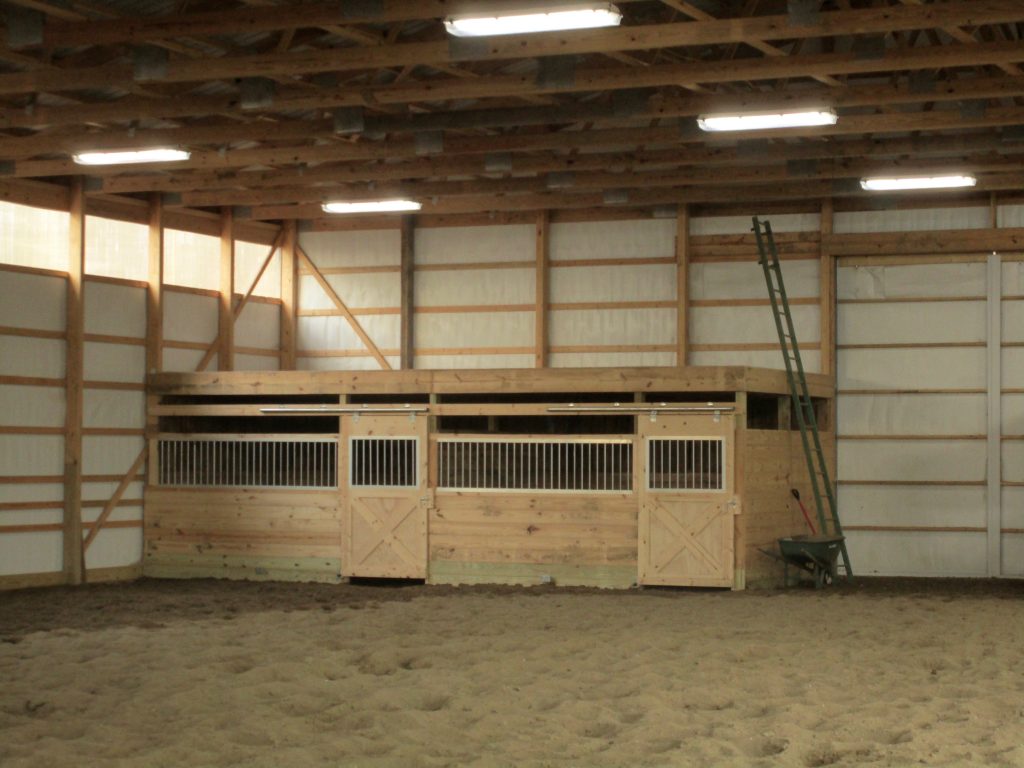 Ralph - Union, MI 70 x 114 x 16 Riding Arena with 40 x 8 x 8 wrap around porch, horse stalls and wash bay.