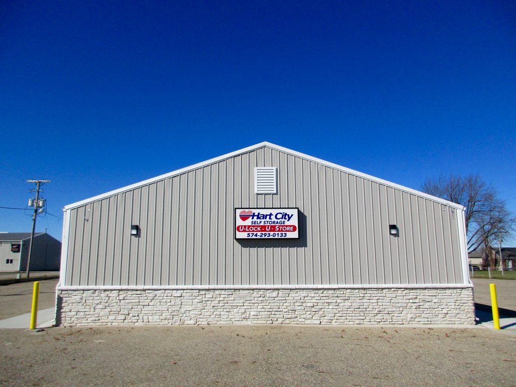 Lantz Builders - Elkhart, IN 38x192x10 Mini Storage building. White Roof, Grey sides.